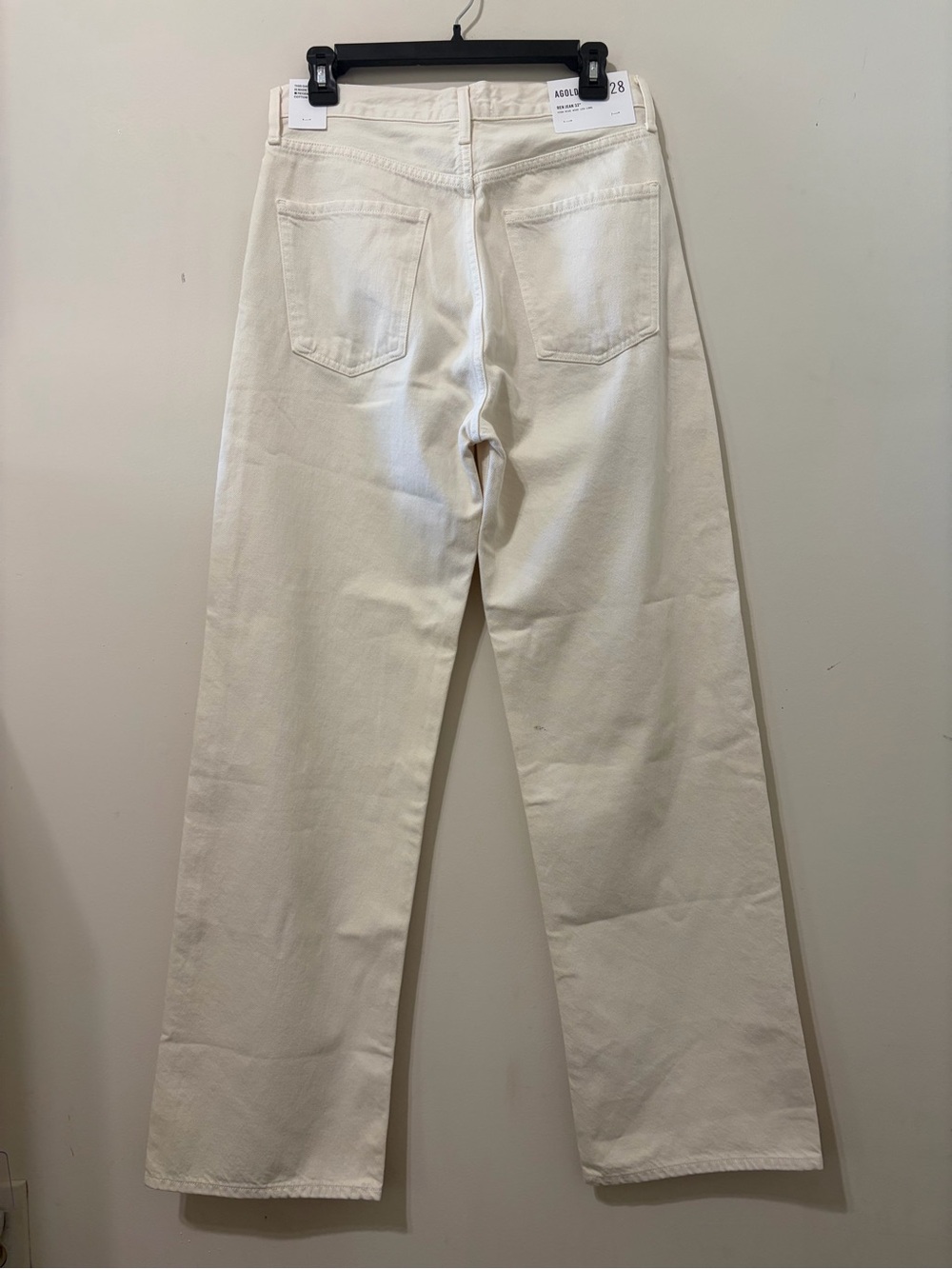 AGOLDE REn Jeans 32” Classic High-Rise Wide-Leg Jeans in White FORTUNE COOKIE - Picture 11 of 11